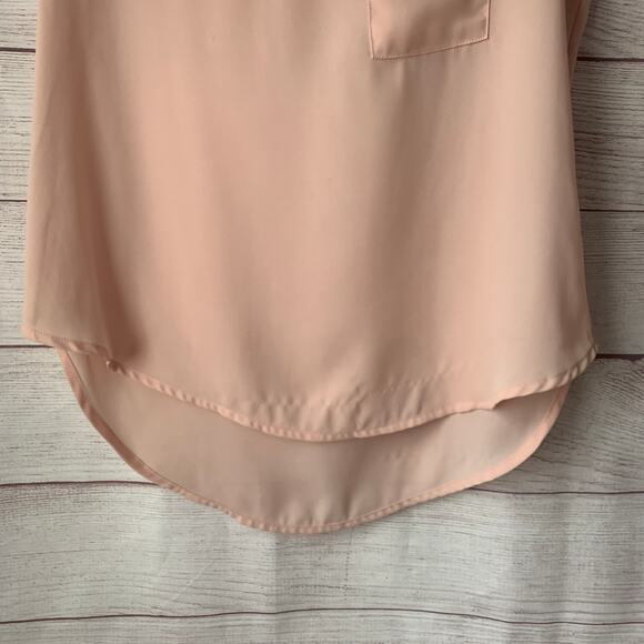 Pleione Light Pink Blouse Short Sleeve Hi Low Pocket Size Small - Picture 3 of 10